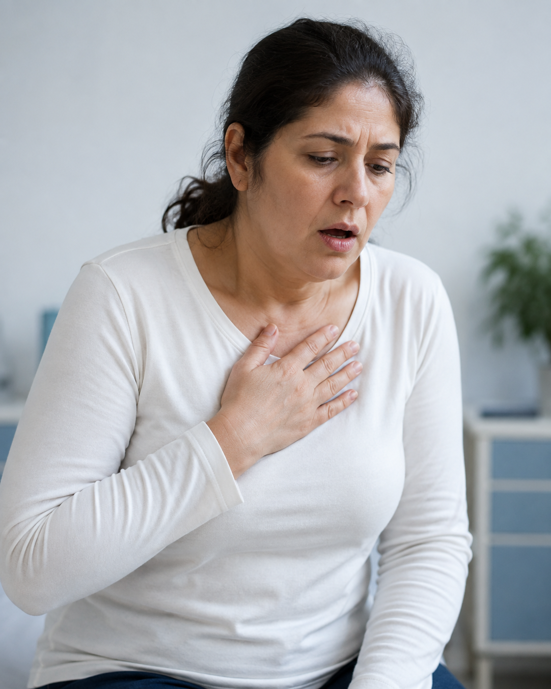 Person short of breath after mild activity