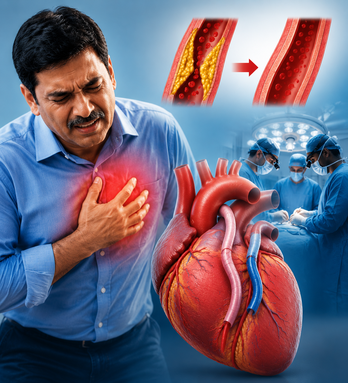 Illustration of a coronary artery bypass graft procedure