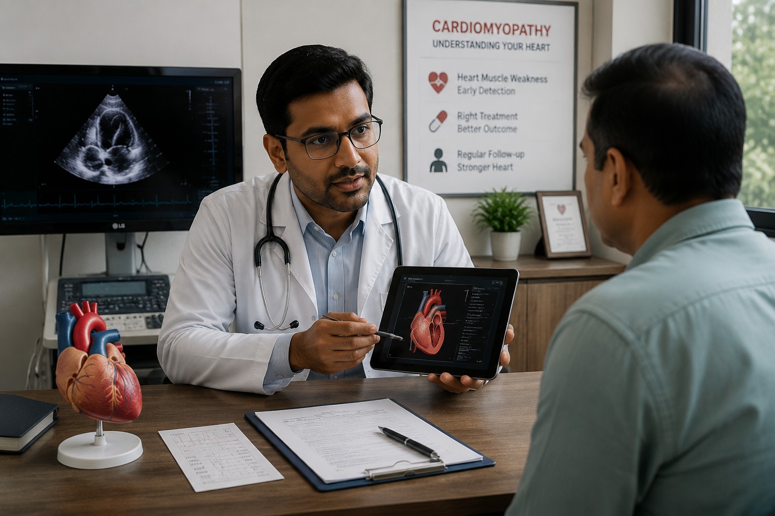 ECG and cardiac monitoring during cardiomyopathy evaluation at Gokul Heart & Cholesterol Clinic, KPHB