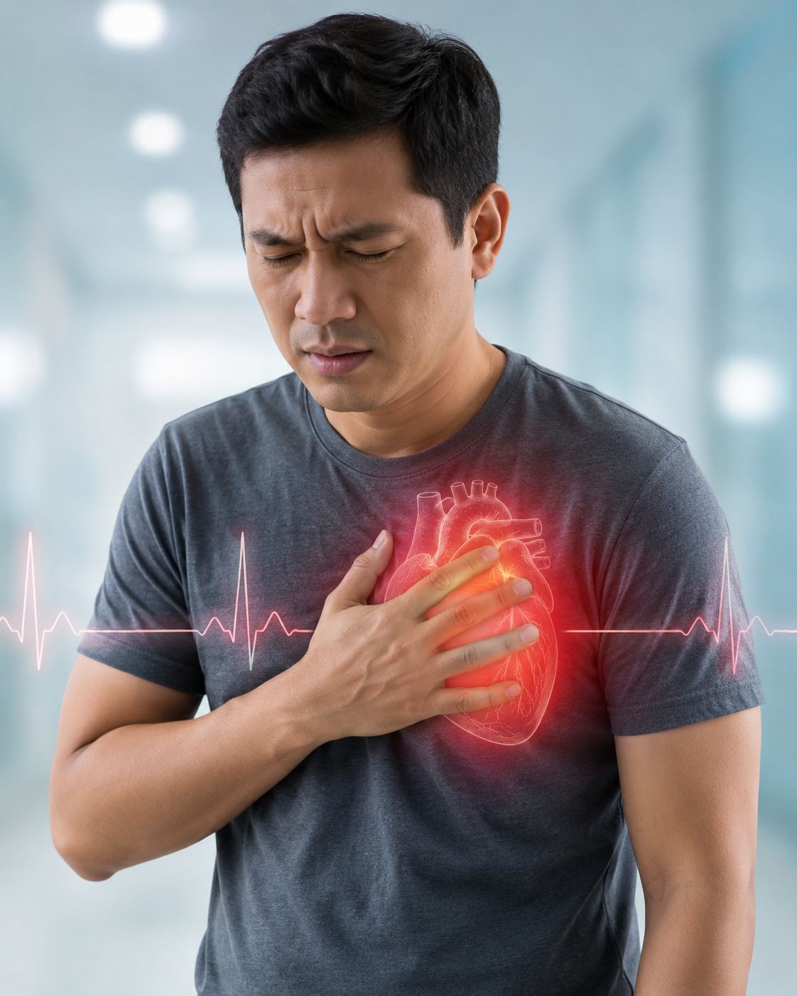 Illustration of an irregular, racing heartbeat