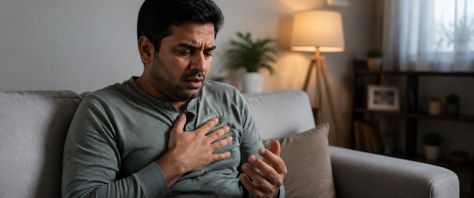 Person with chest heaviness and palpitations