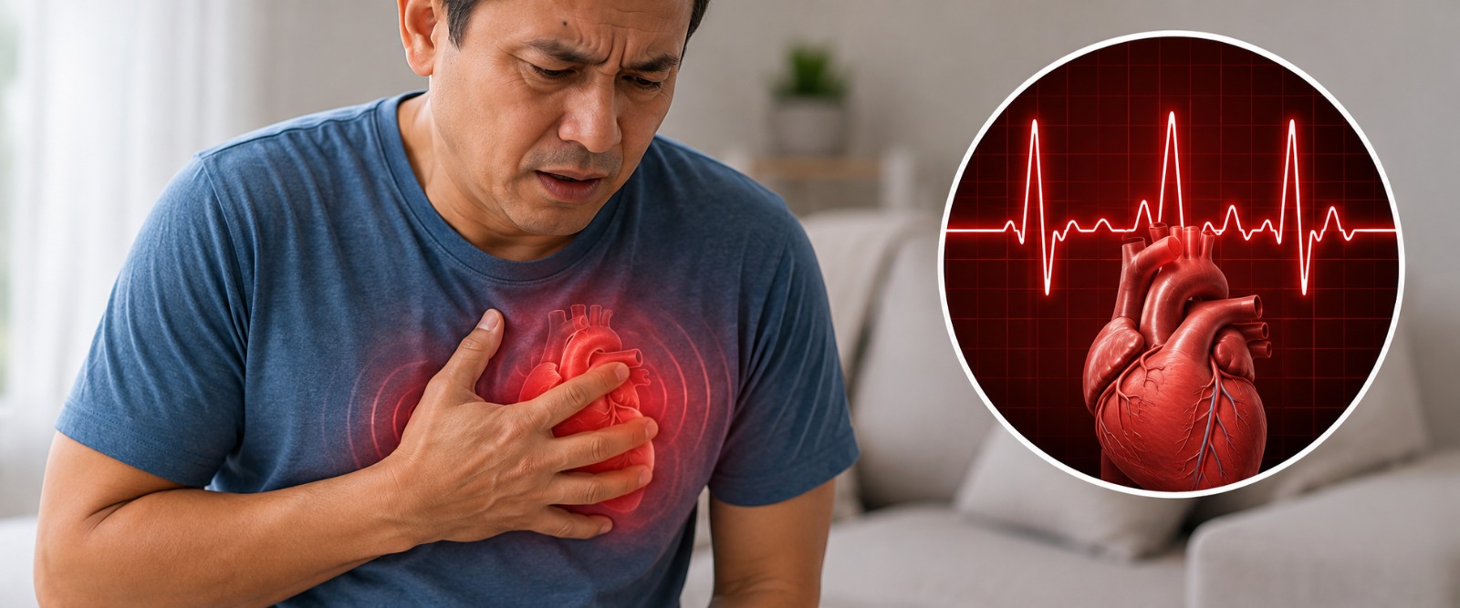 ECG tracing showing a fast and irregular heart rhythm