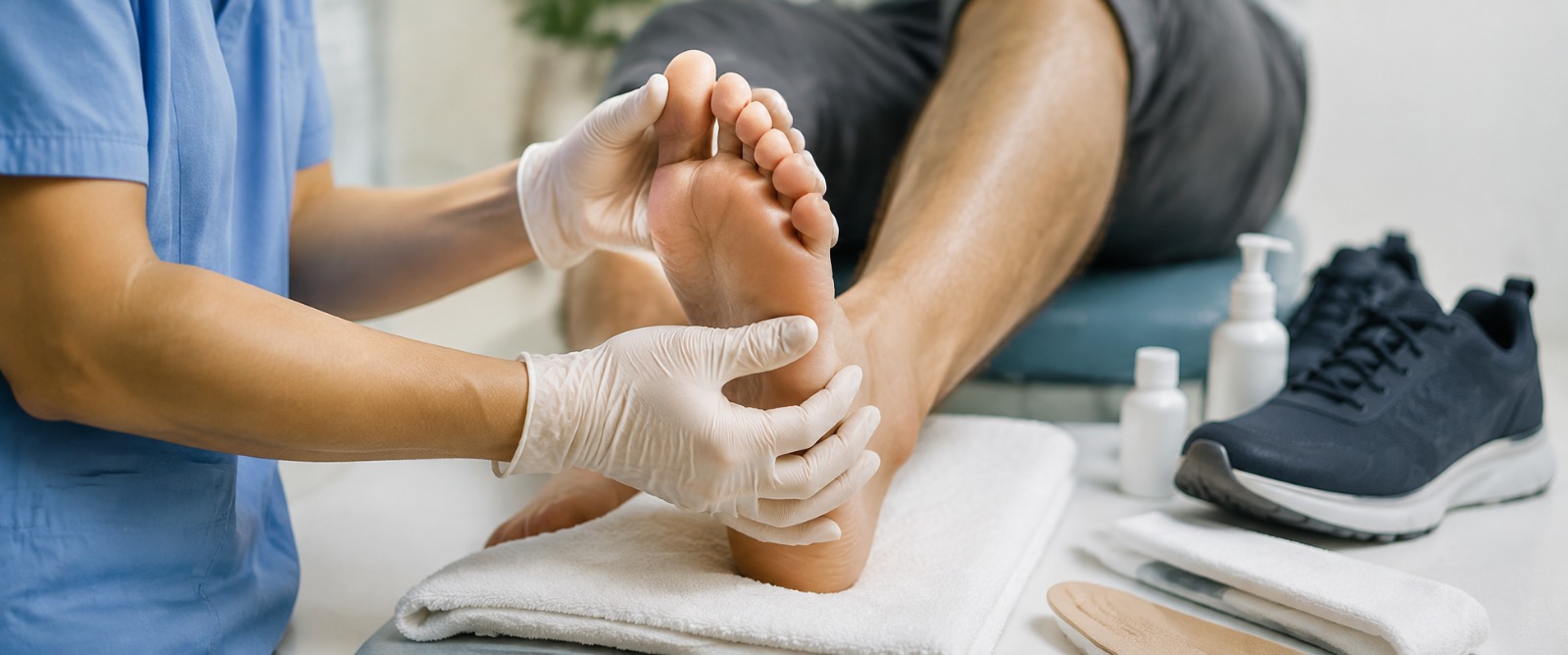 Daily foot check and wound protection for diabetic feet