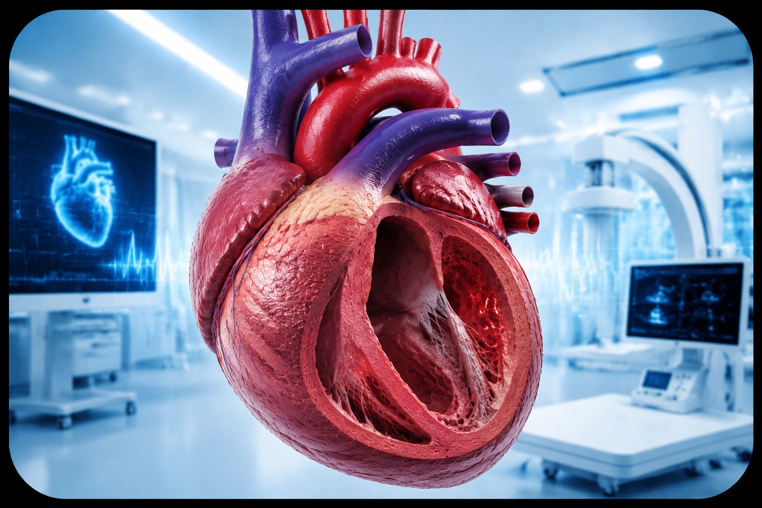 Cross-section illustration of a coronary artery narrowed by cholesterol plaque