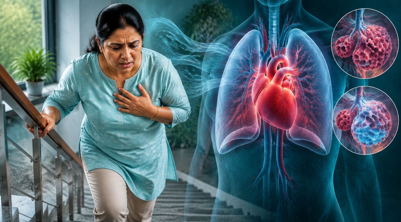 Person short of breath after mild activity