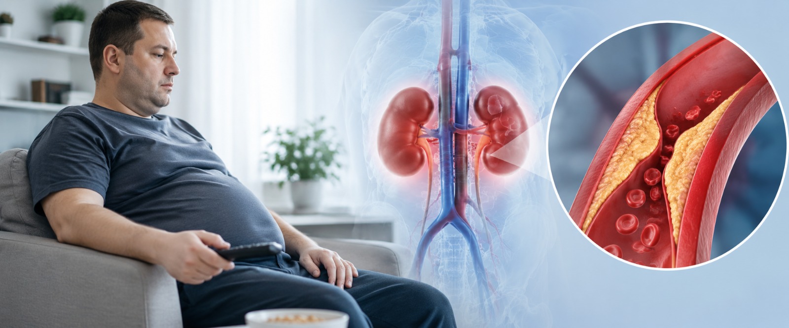 Kidney disease and a sedentary routine speeding up plaque build-up