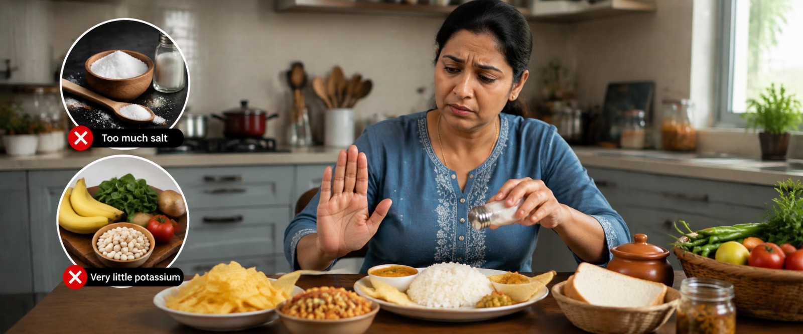 Pickles and salty snacks common in a salt-heavy diet