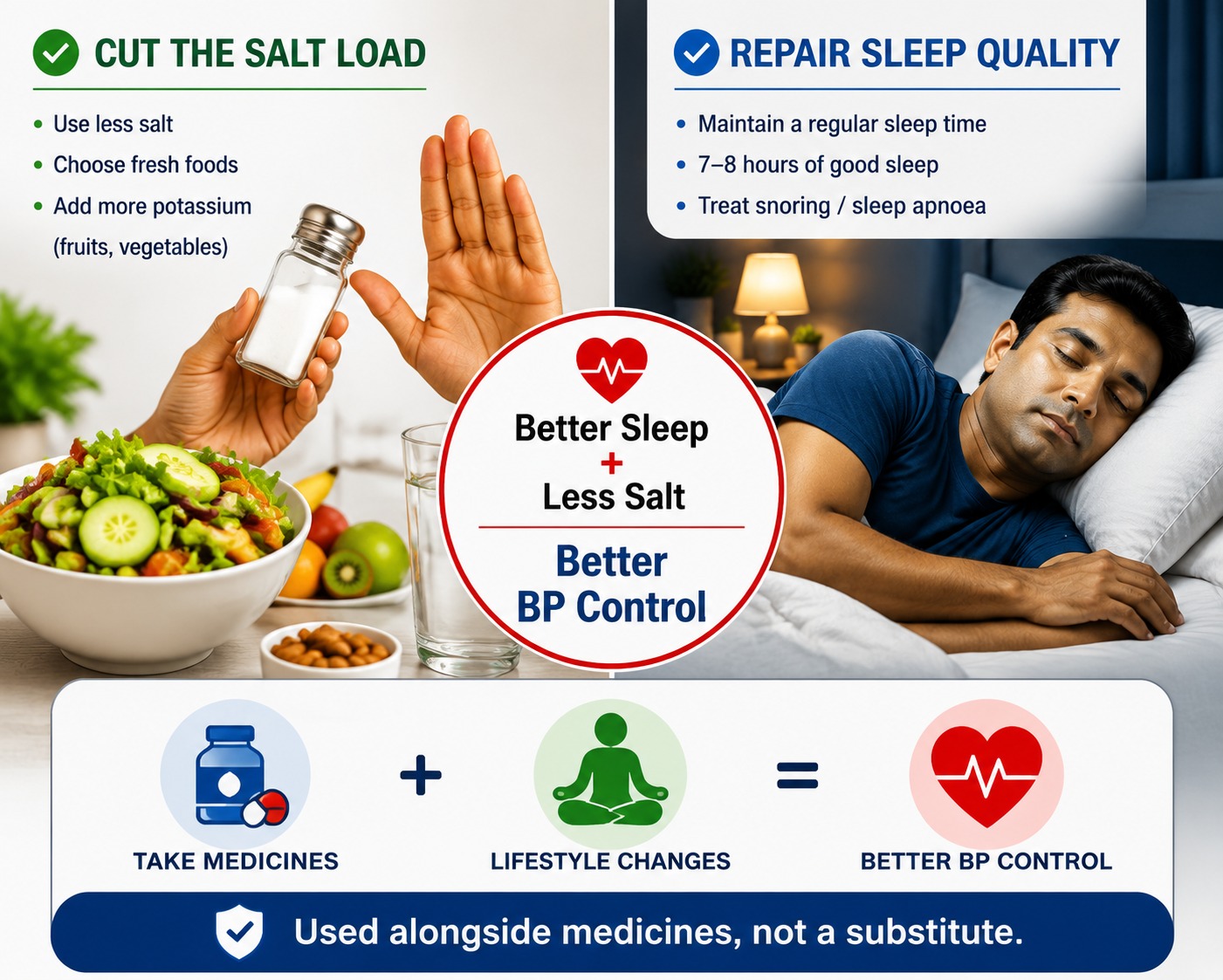 Cutting salt load and repairing sleep to lower BP