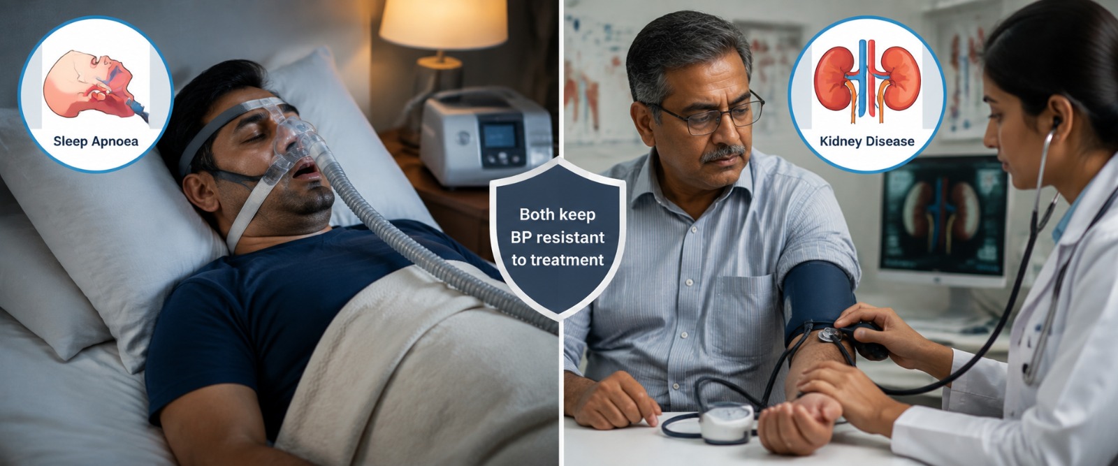 Untreated sleep apnoea and kidney disease raising BP