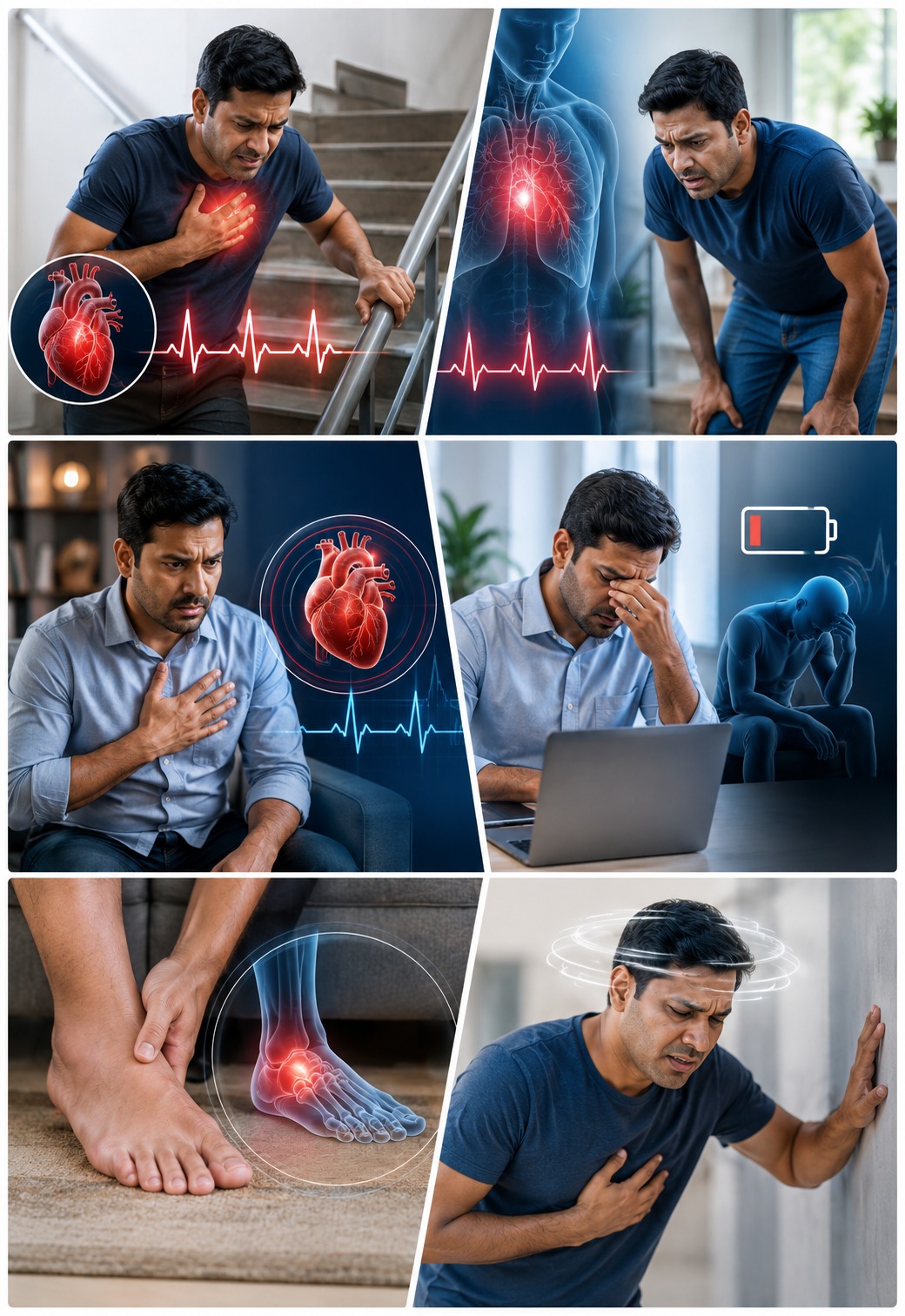 Man holding his chest during mild exertion