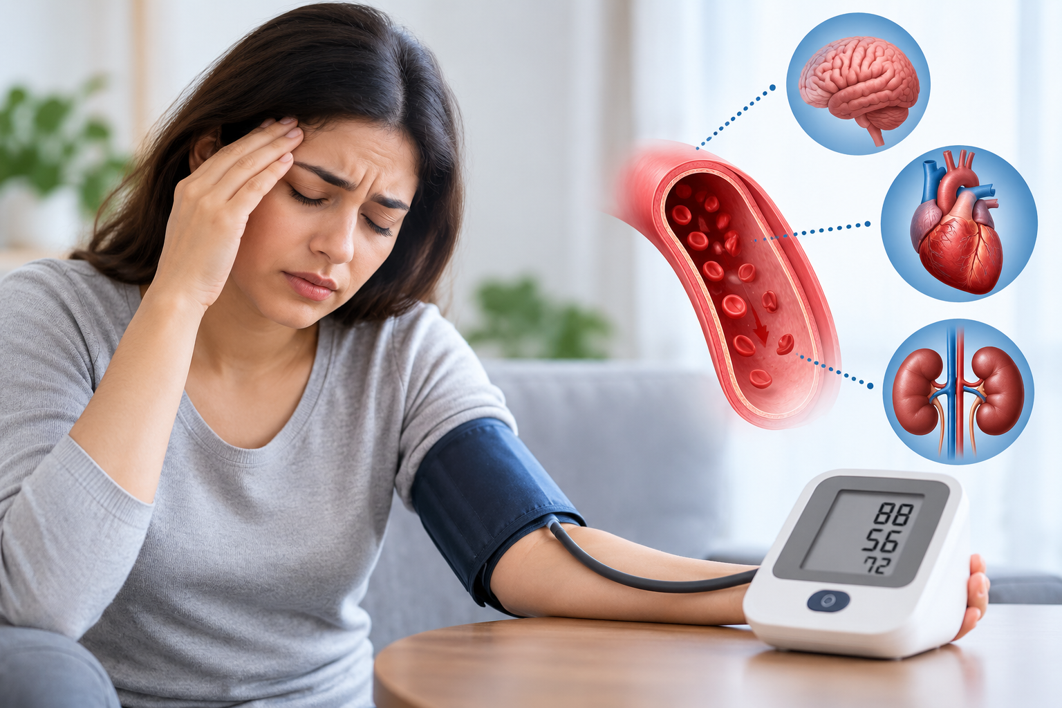 Woman feeling giddiness from low BP — a sign to consult the best cardiologist